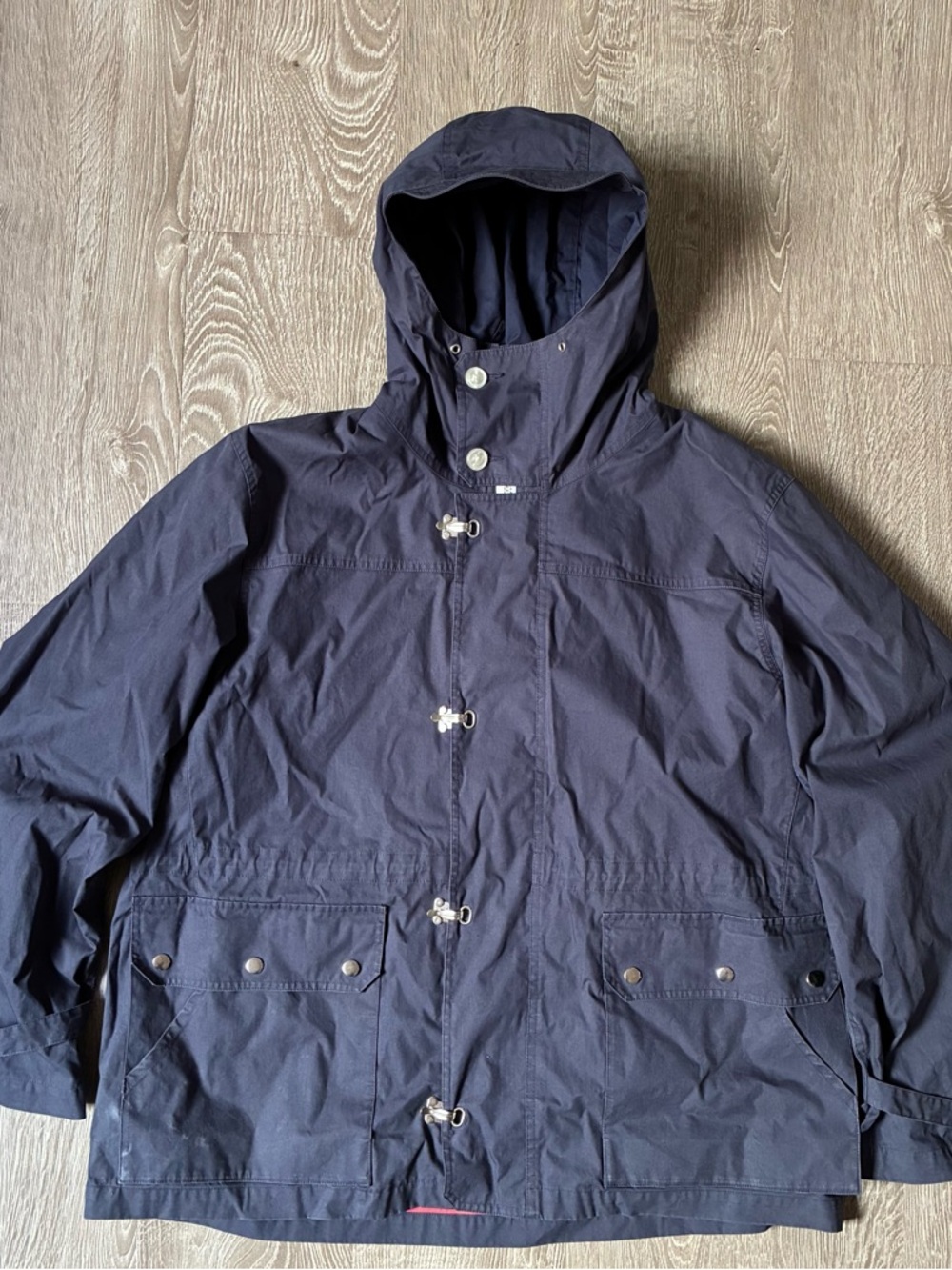 Bloomingdale’s Fireman Clasp Hooded Jacket Navy XXL Toggle Coat